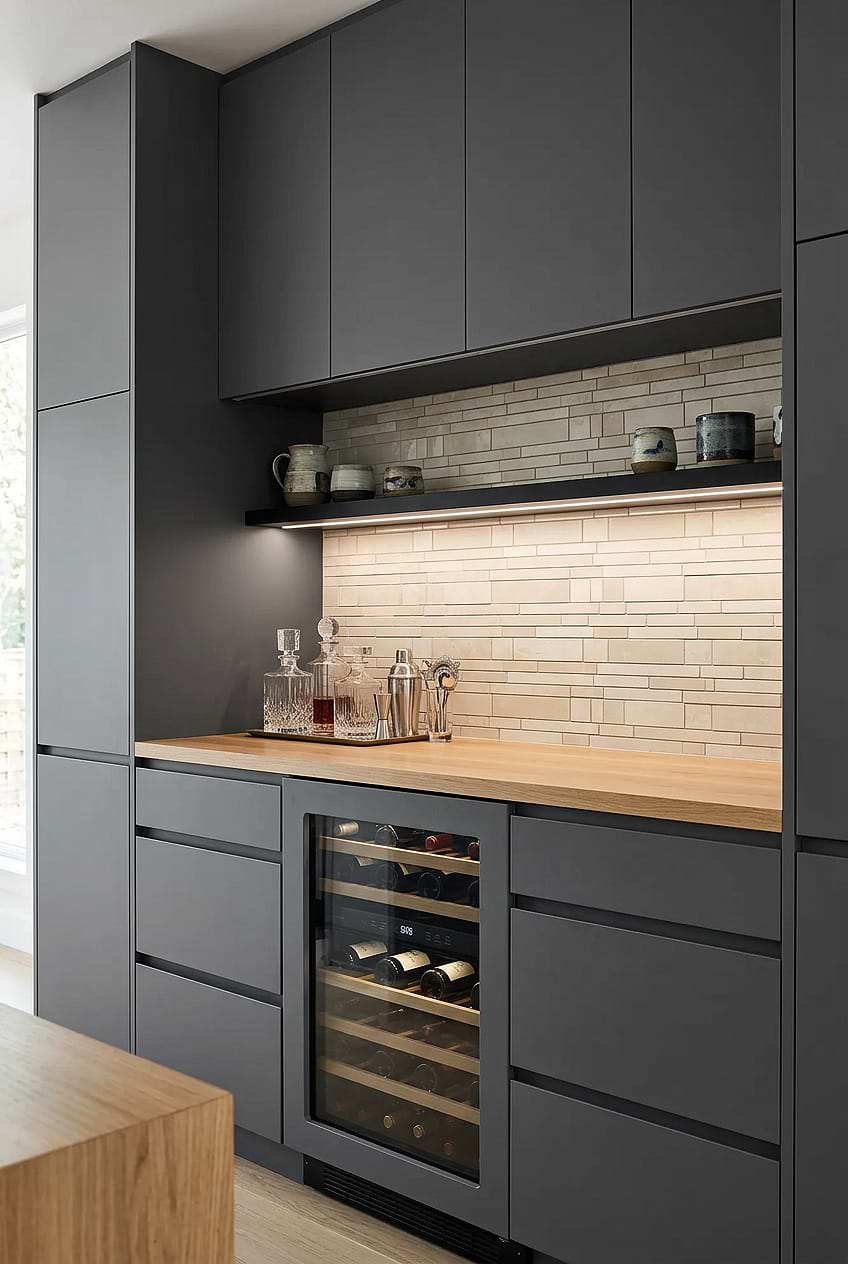 Beige Marble Subway Modern Bar Backsplash BA1095