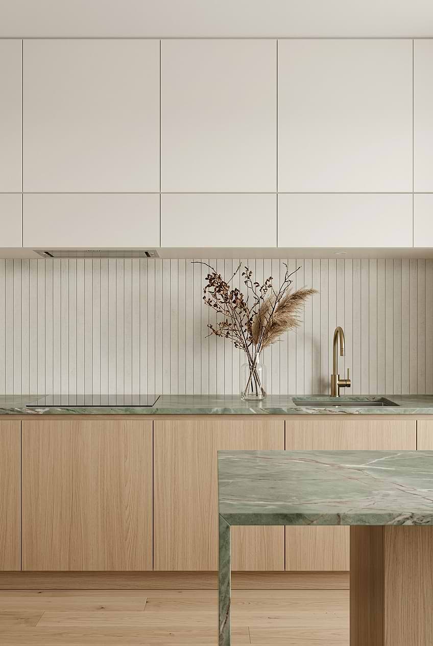 Beige Porcelain Vertical Mosaic Kitchen Tile BA4501
