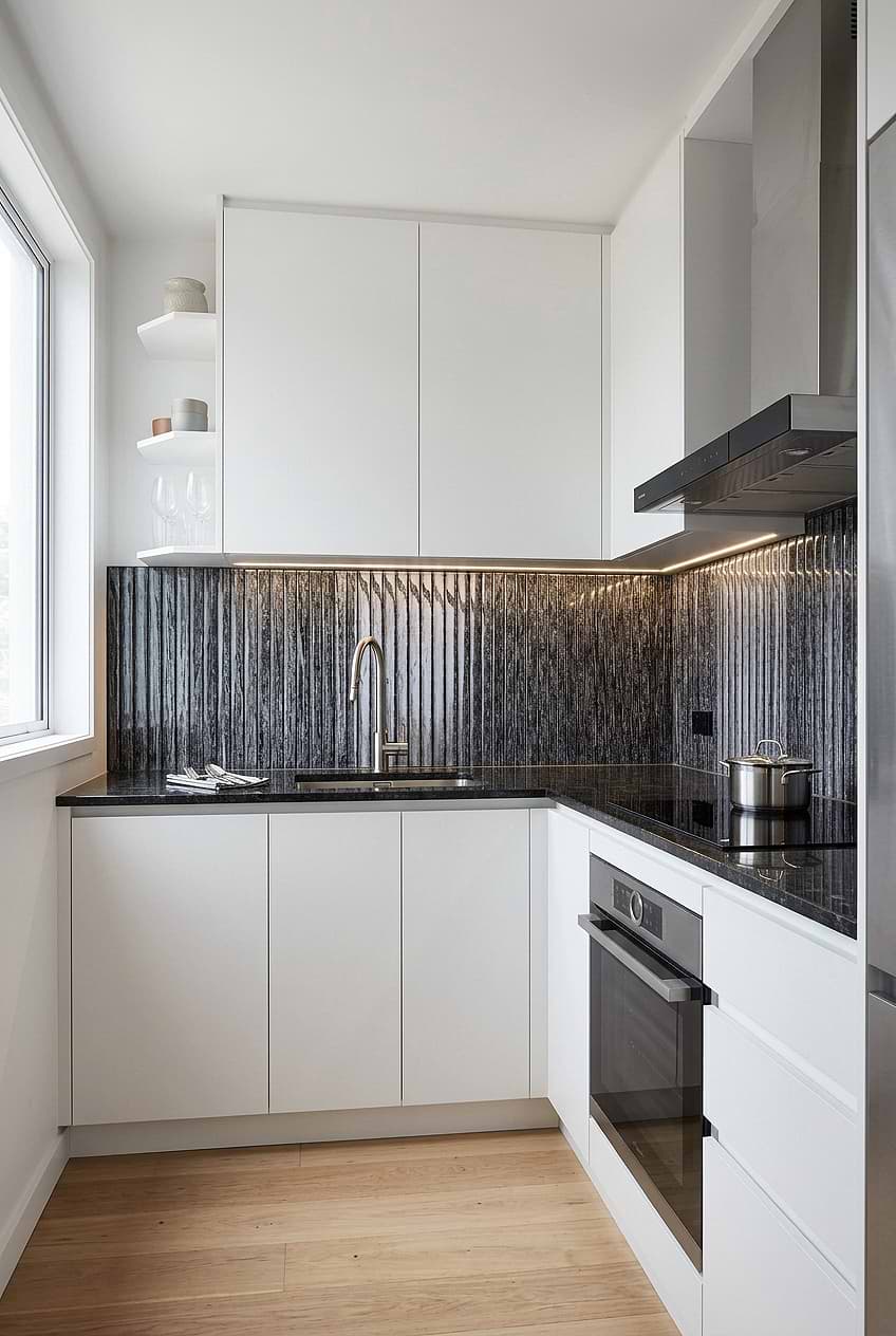 Black Glass Vertical Mosaic Backsplash BA8021 Black Glass Vertical Mosaic Backsplash BA8021