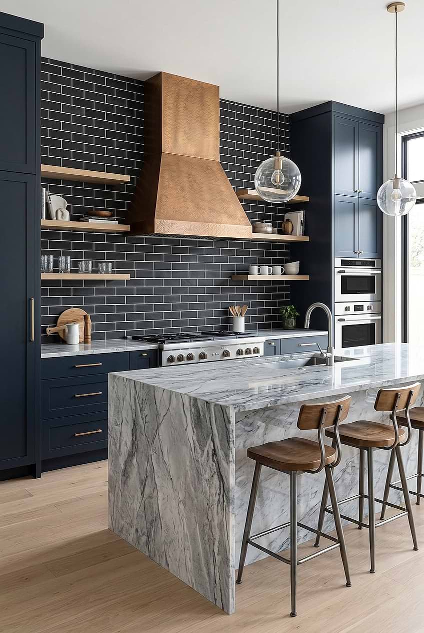 Black Slate Subway Modern Kitchen Backsplash BA1070