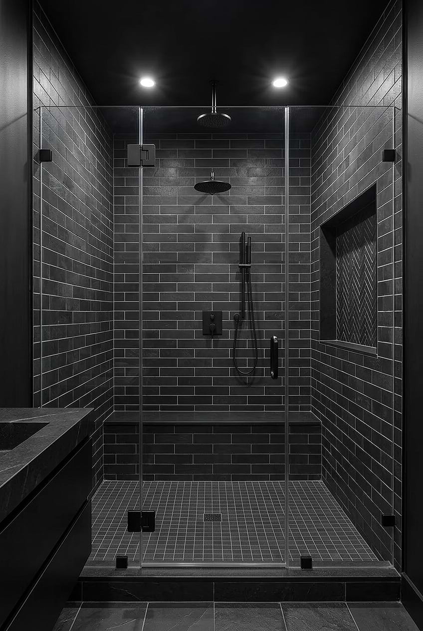 Black Slate Subway Shower Wall Tile BA1070 Black Slate Subway Shower Wall Tile BA1070
