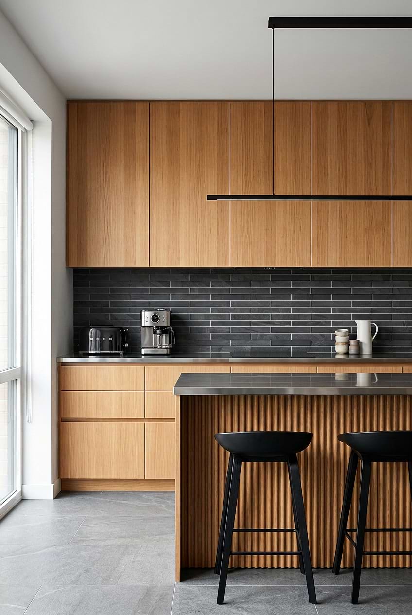 Black Slate Subway Tile Backsplash BA1045