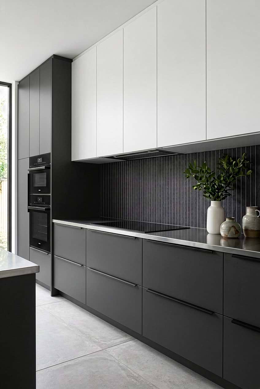 Black Slate Vertical Modern Kitchen Backsplash BA1081