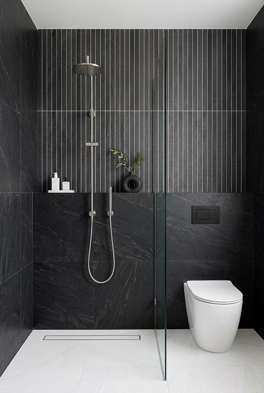 Black Slate Walk In Shower Wall Tiles BA1081 Black Slate Walk In Shower Wall Tiles BA1081
