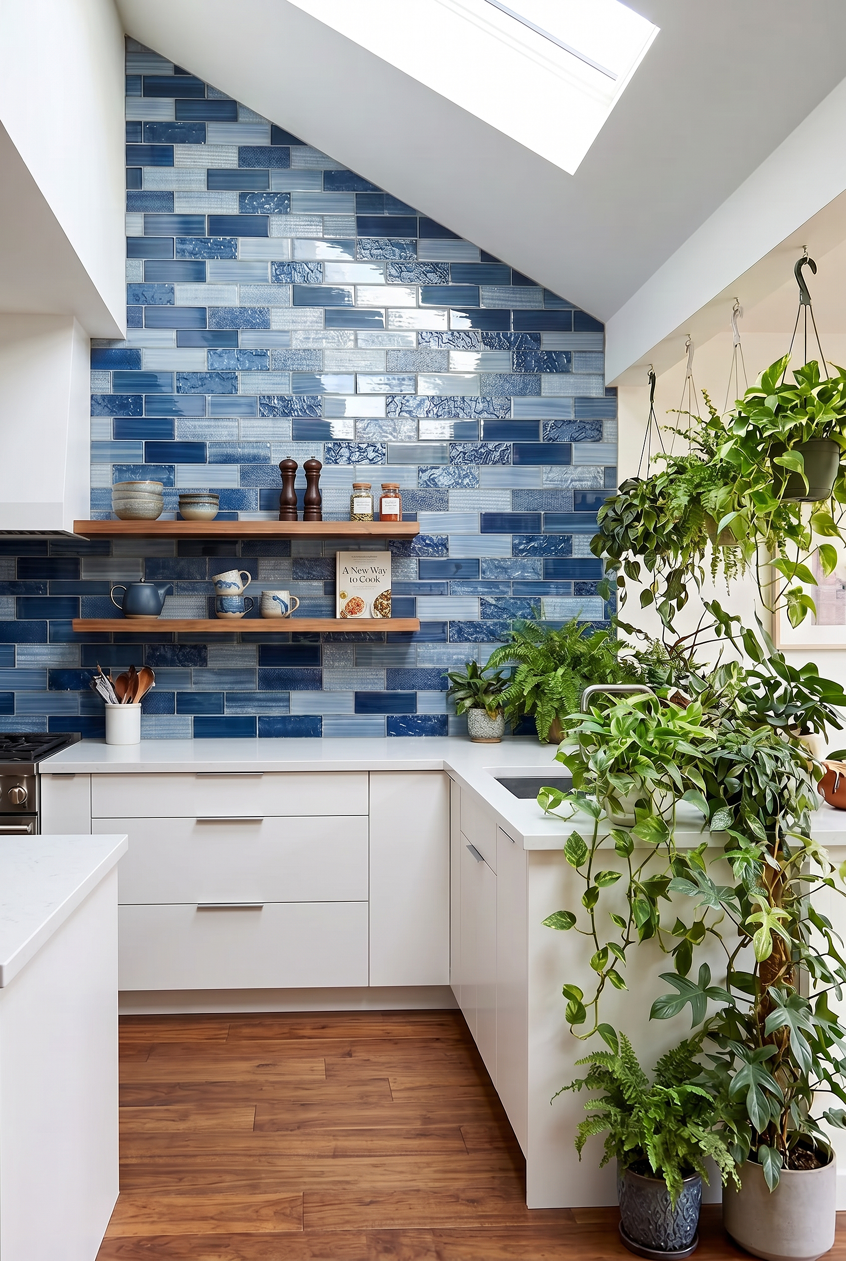Blue Glass Subway Tile Accent Wall BA5530