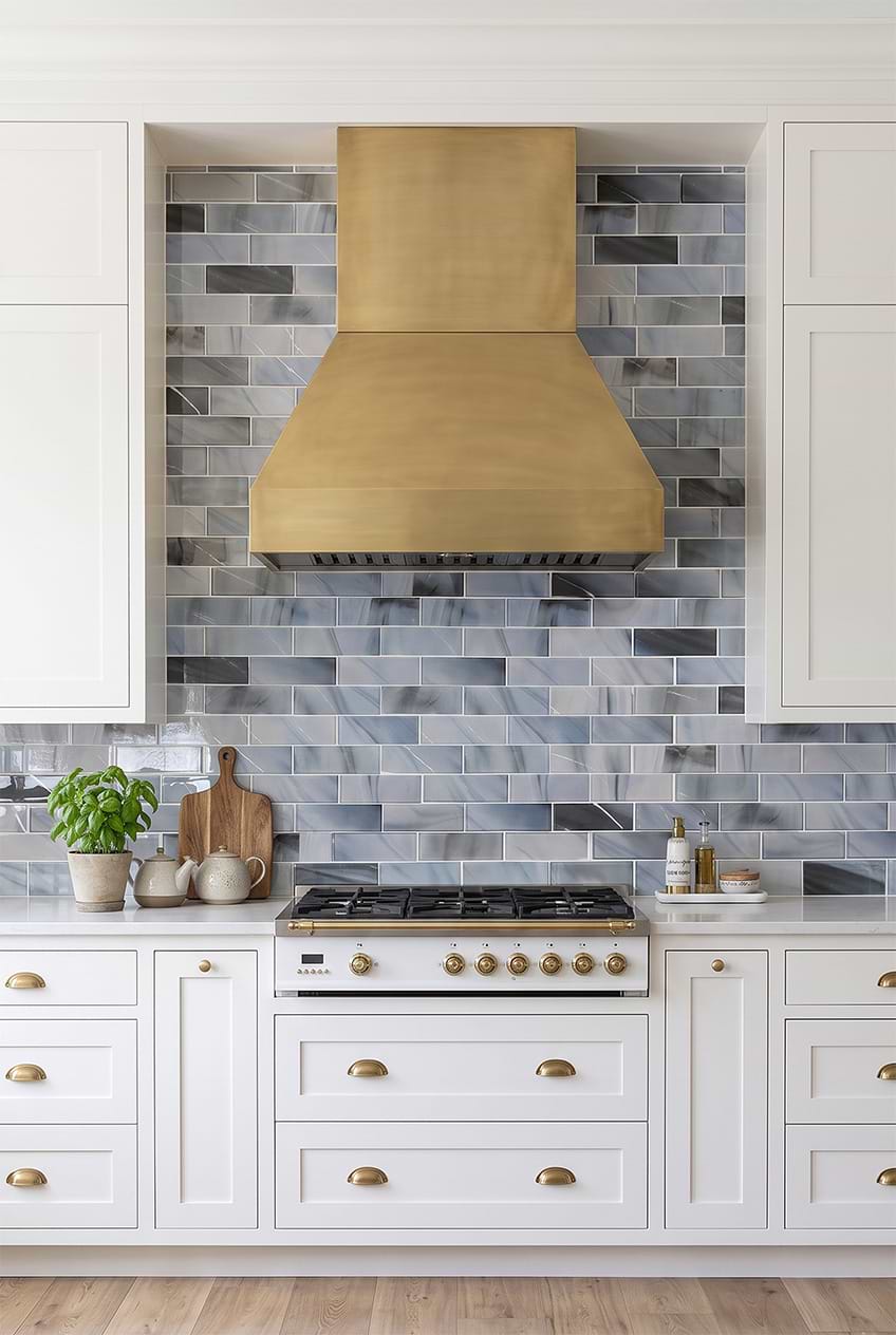 Blue Gray Glass Subway Kitchen Backsplash BA8010