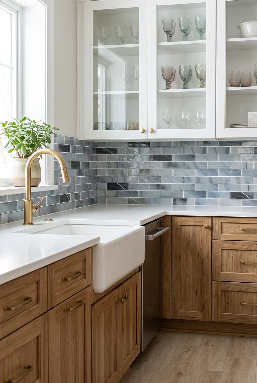 Blue Gray Glass Subway Tile BA8010