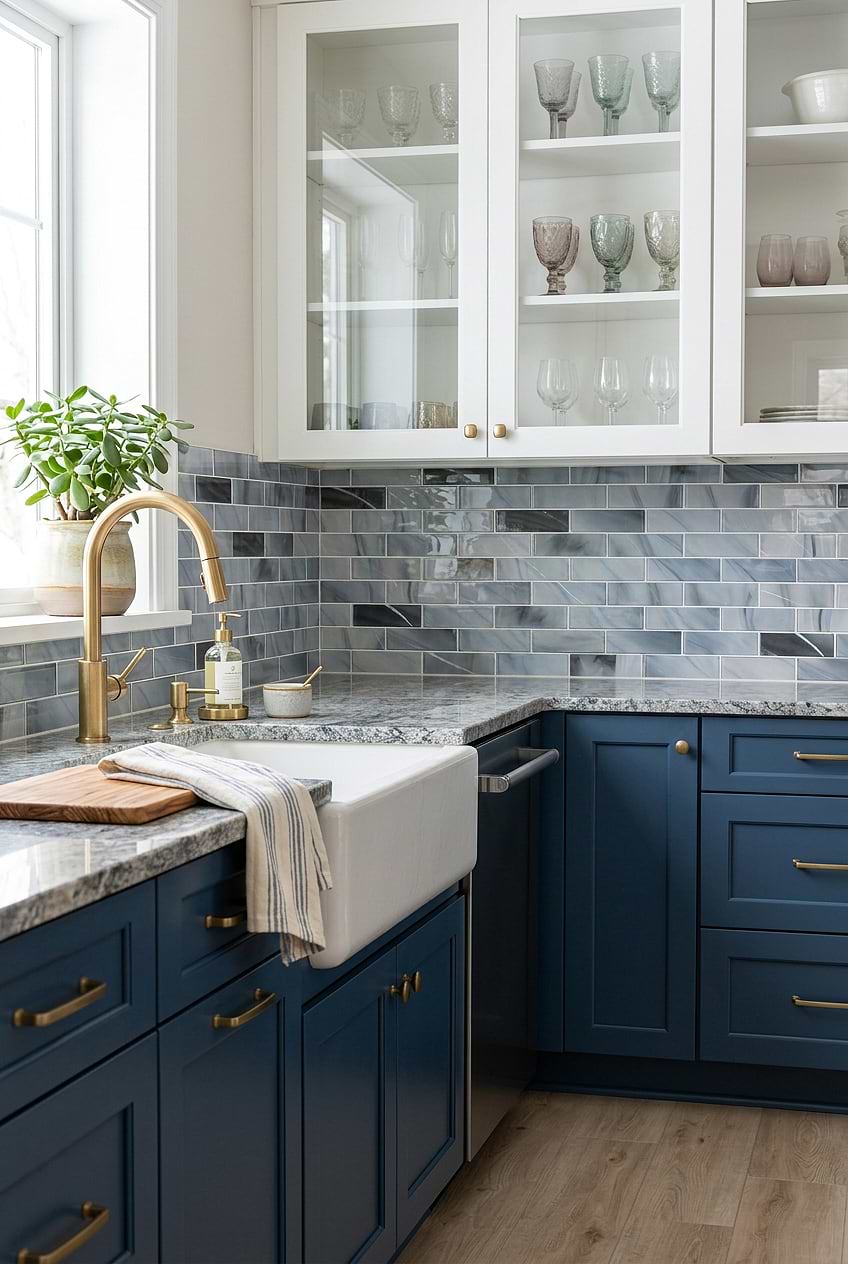Blue Gray Sparkle Glass Backsplash BA8010 Blue Gray Sparkle Glass Backsplash BA8010