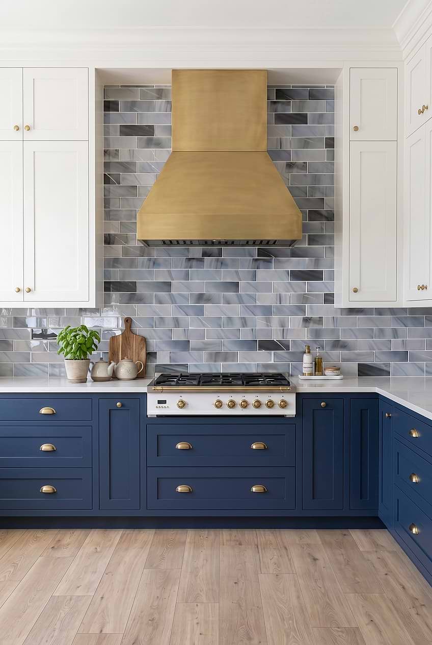 Blue Gray Sparkle Glass Subway Backsplash BA8010