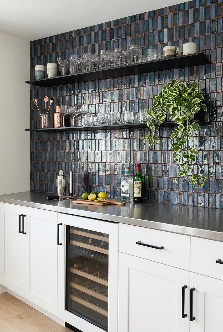 Blue Rustic Glass Bar Backsplash BA6204