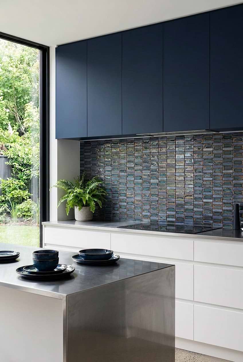 Blue Rustic Glass Modern Kitchen Tile BA6204