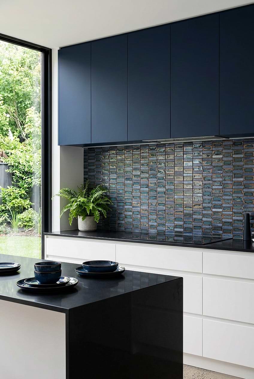 Blue Rustic Glass Mosaic Kitchen Backsplash BA6204 Blue Rustic Glass Mosaic Kitchen Backsplash BA6204