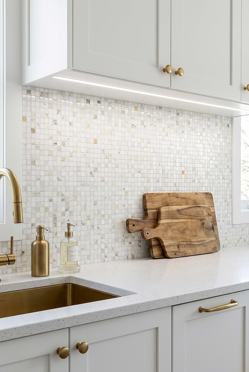 Calacatta Gold Cube Mosaic Tile Kitchen BA7007 Calacatta Gold Cube Mosaic Tile Kitchen BA7007