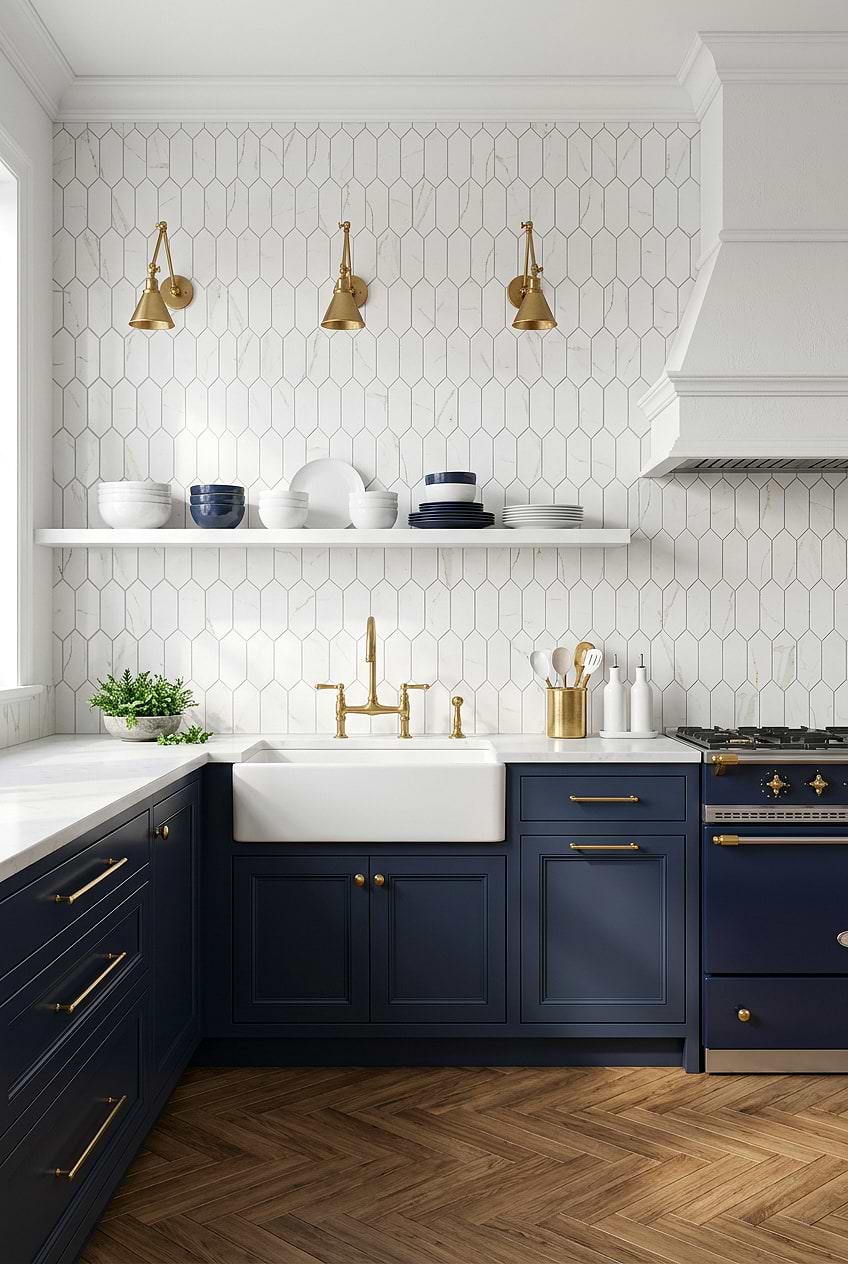 Calacatta Gold Glass Picket Backsplash BA6702
