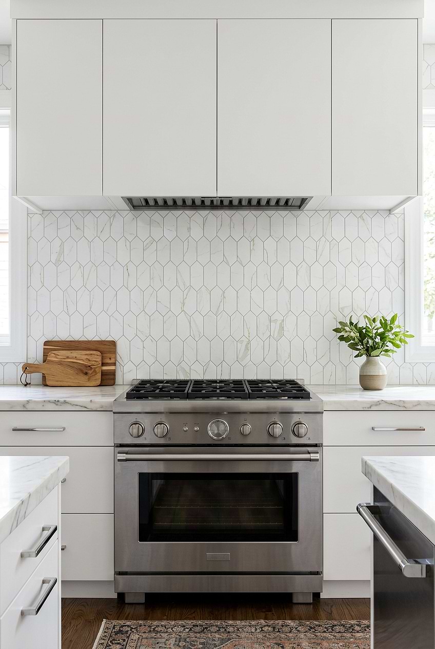 Calacatta Gold Picket Kitchen Backsplash BA6702