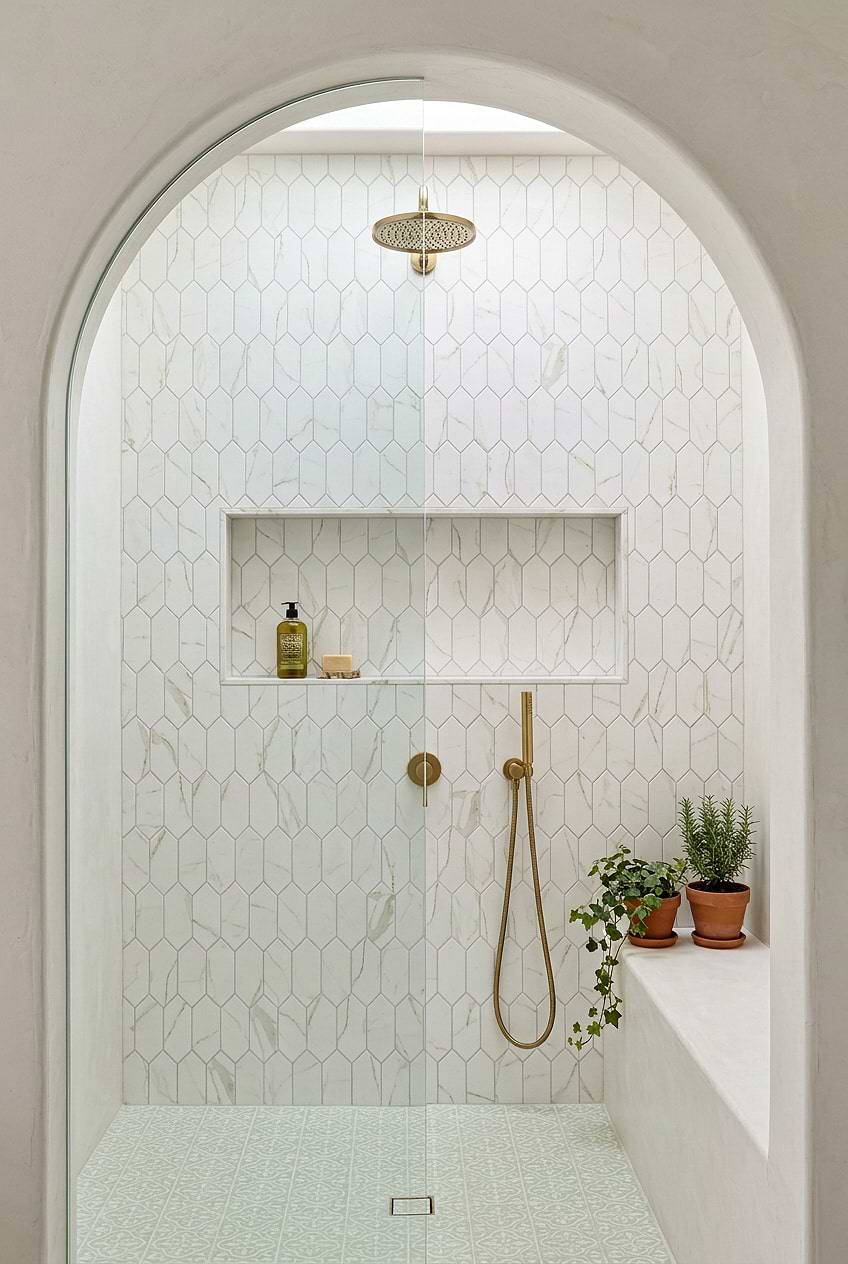 Calacatta Gold Picket Shower Tile BA6702