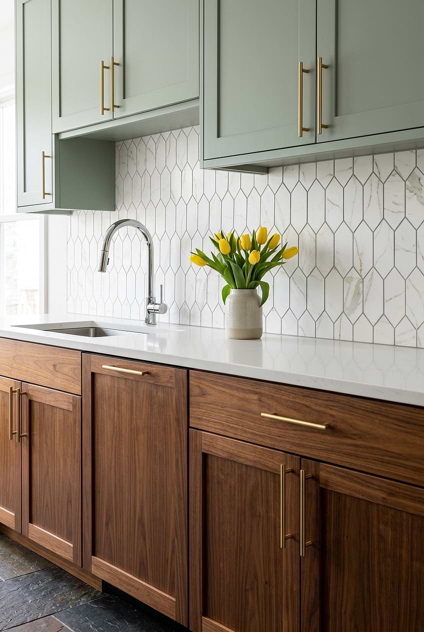 Calacatta Gold Picket Vertical Tile Backsplash BA6702
