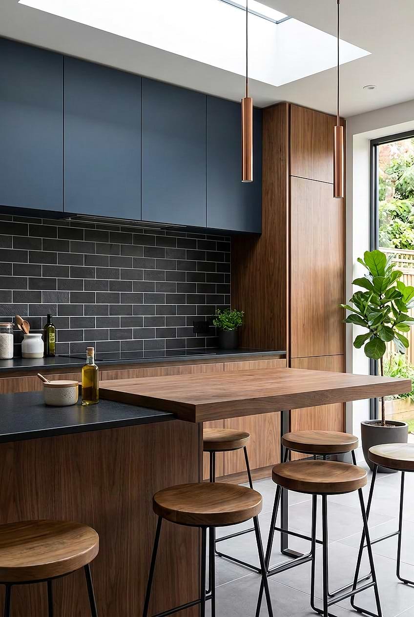 Charcoal Slate Subway Wood Kitchen BA1070