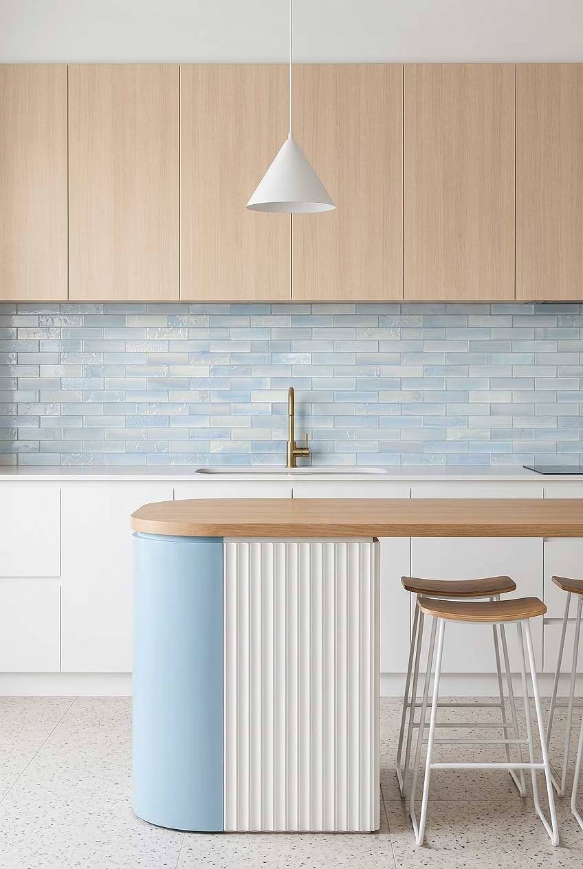 Cloud Blue Glass Subway Backsplash BA5560
