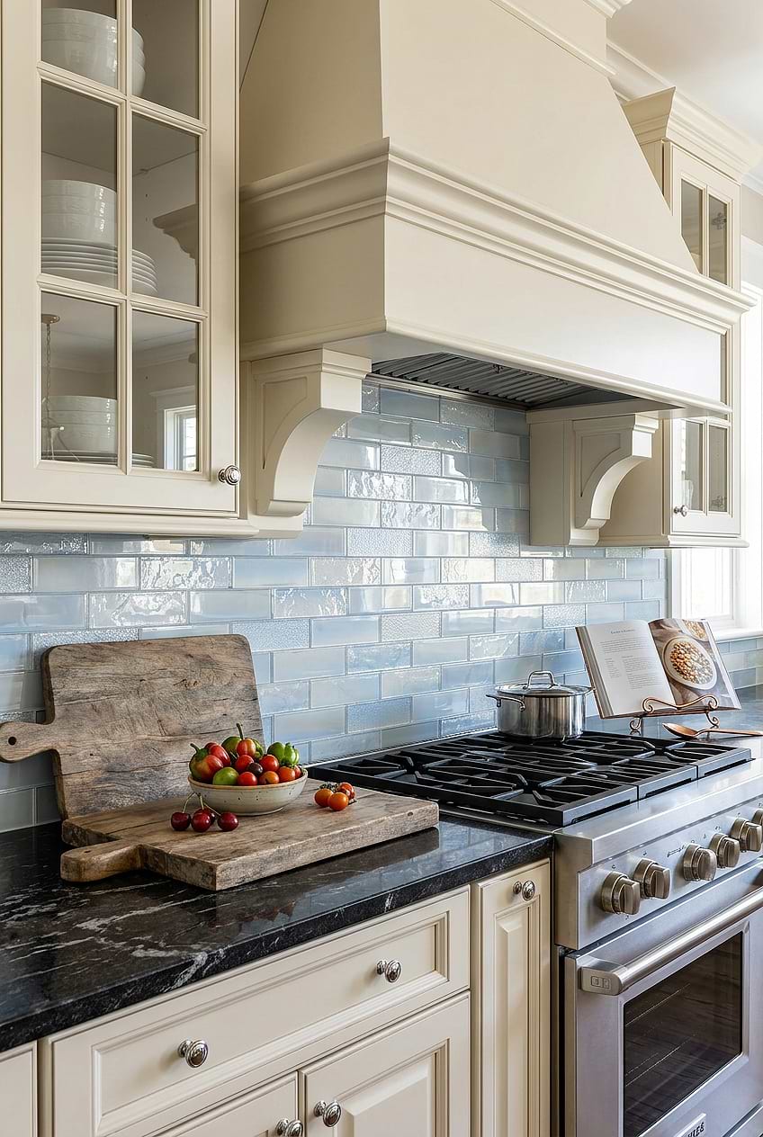 Cloud Blue Glass Subway Kitchen Tile BA5560