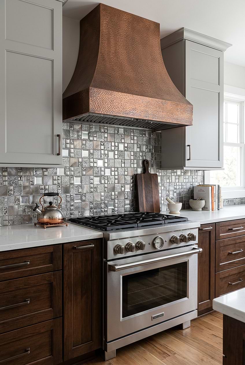 Copper Hood Gray Mosaic Backsplash BA62010