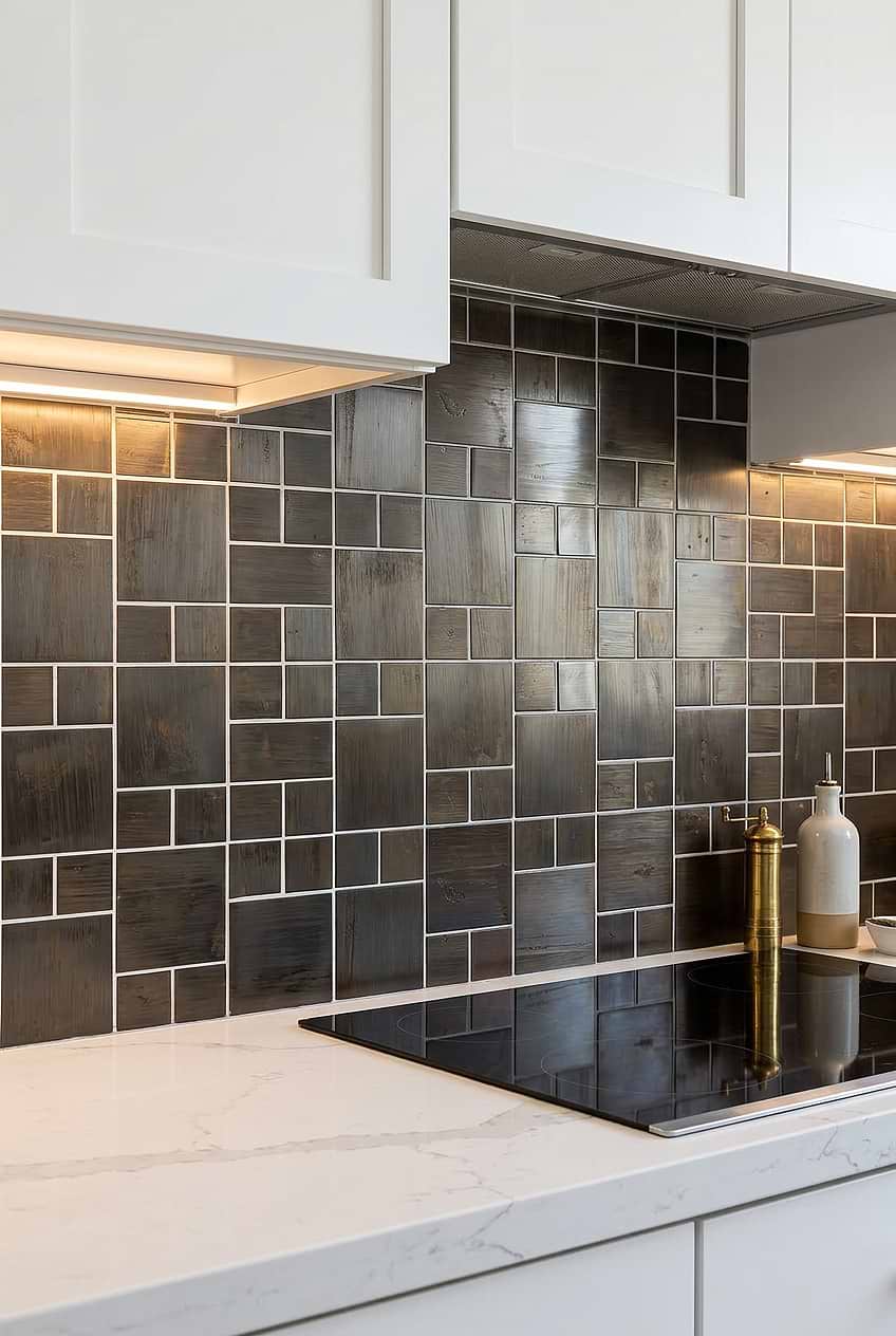 Dark Copper Metal Mosaic Backsplash BA1114