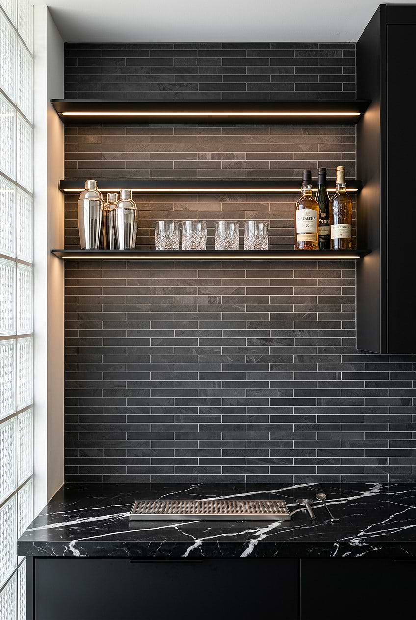 Dark Gray Slate Subway Backsplash BA1045
