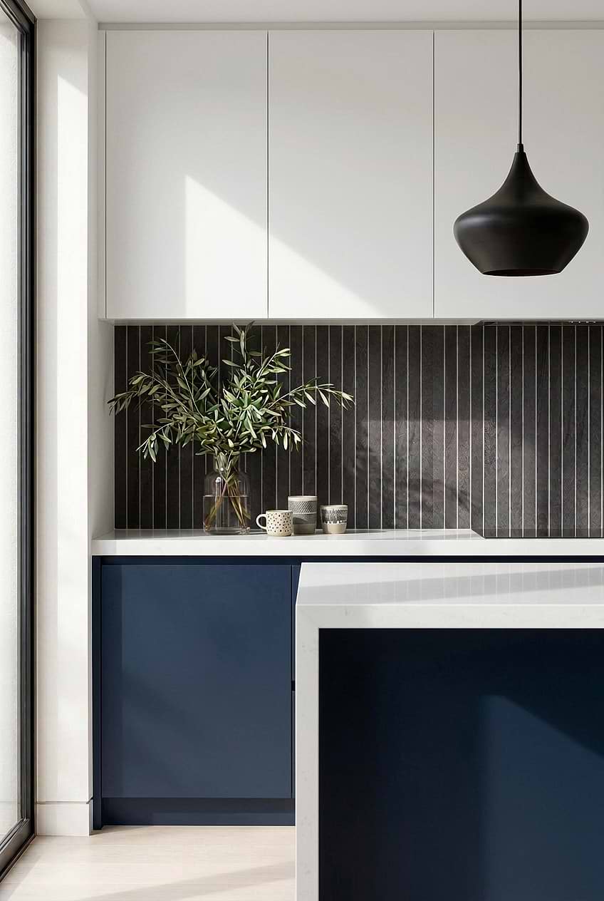 Dark Slate Backsplash for Blue and White Kitchen BA1081