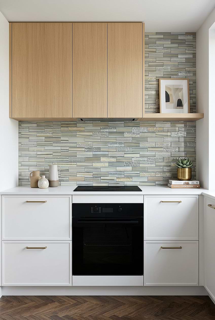 Gray Blue Glass Backsplash for Scandinavian Kitchen Ideas BA5565