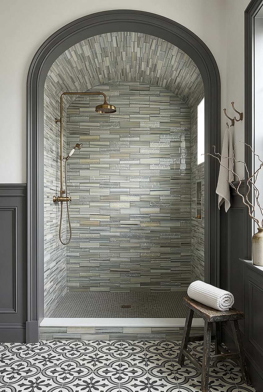 Gray Blue Glass Shower Tile BA5565