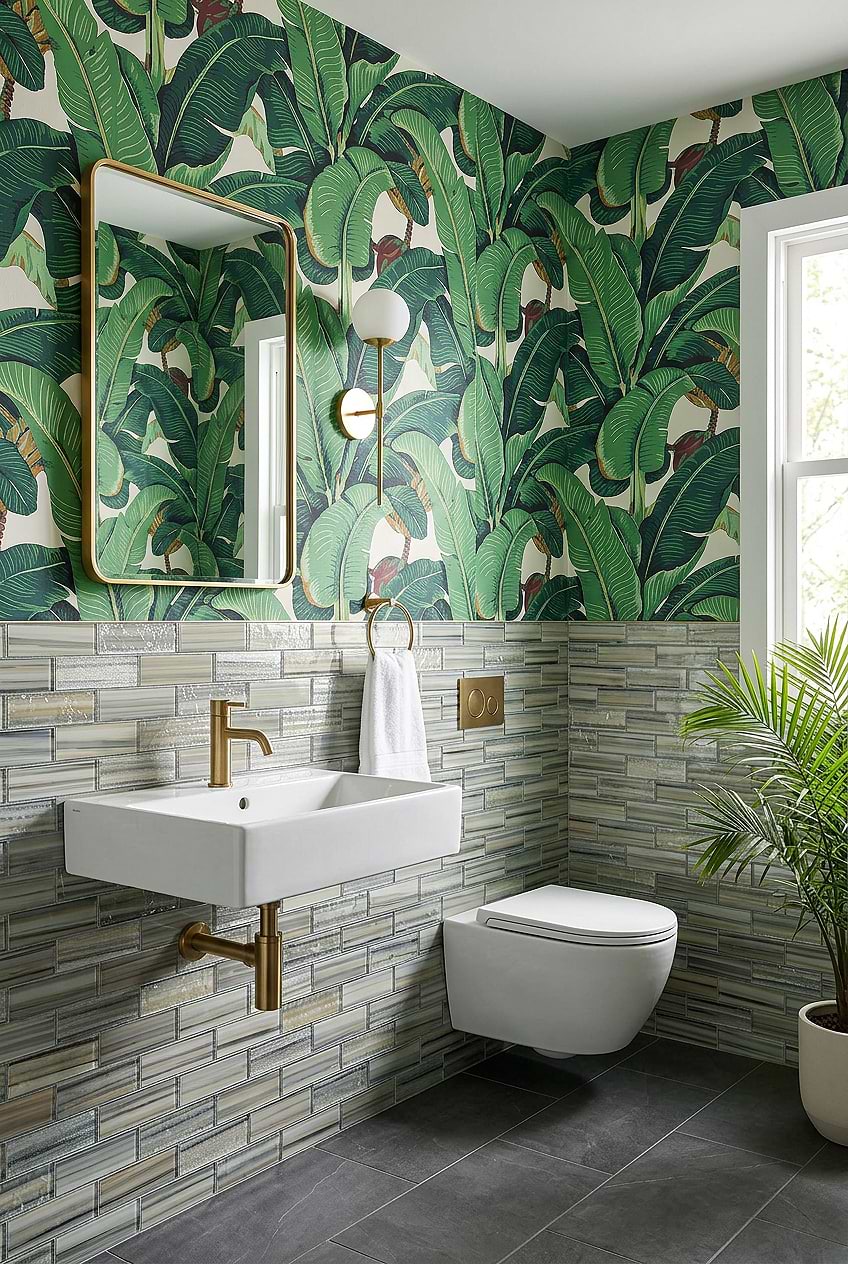 Gray Blue Glass Subway Bathroom Tile BA5565