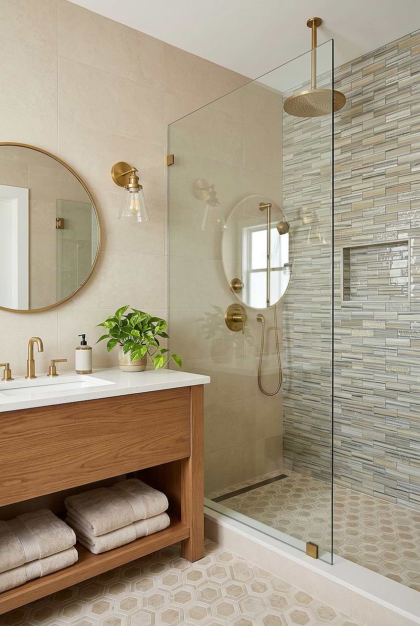 Gray Blue Glass Subway Shower Tiles BA5565