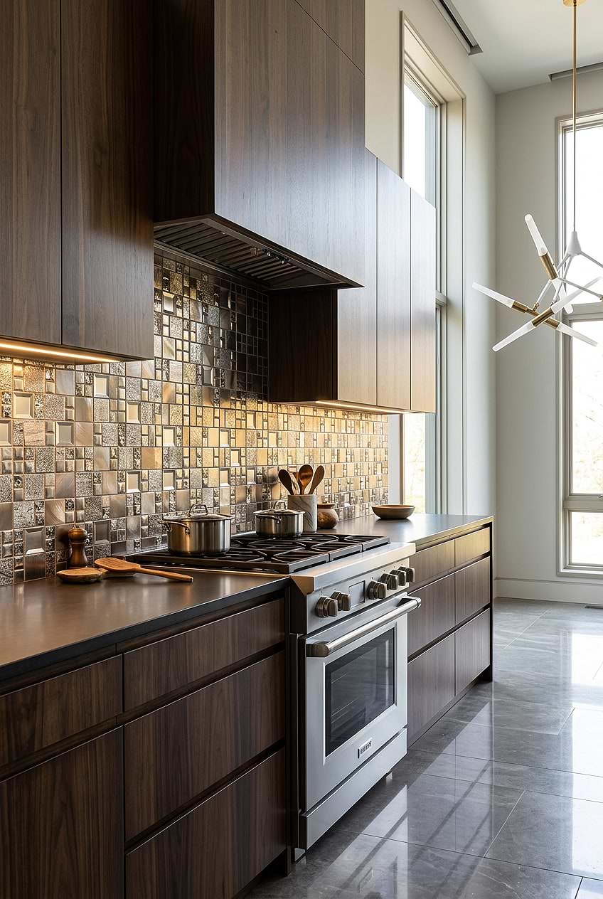 Gray Copper Glass Metal Mosaic BA62010