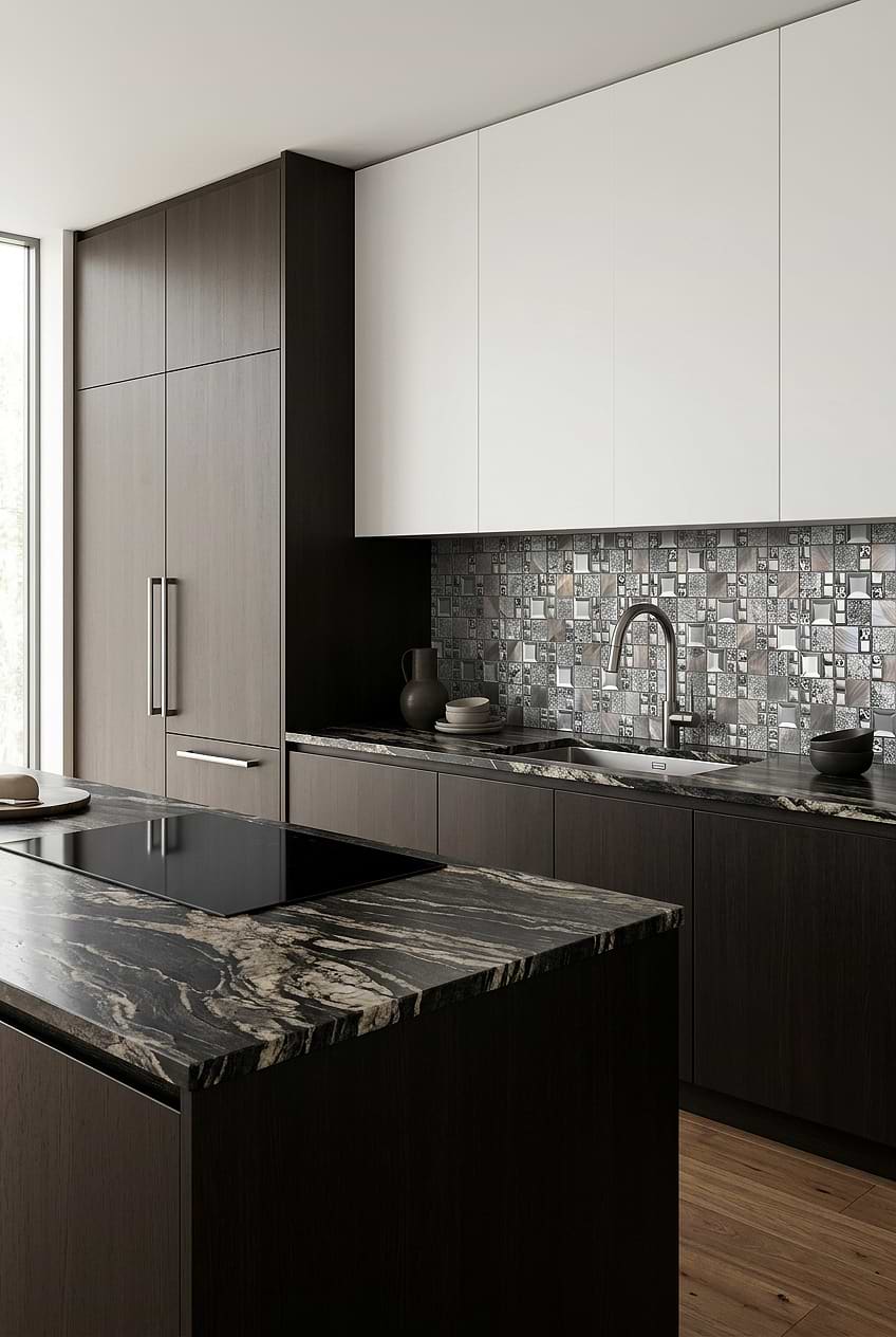 Gray Copper Glass Metal Mosaic Kitchen BA62010