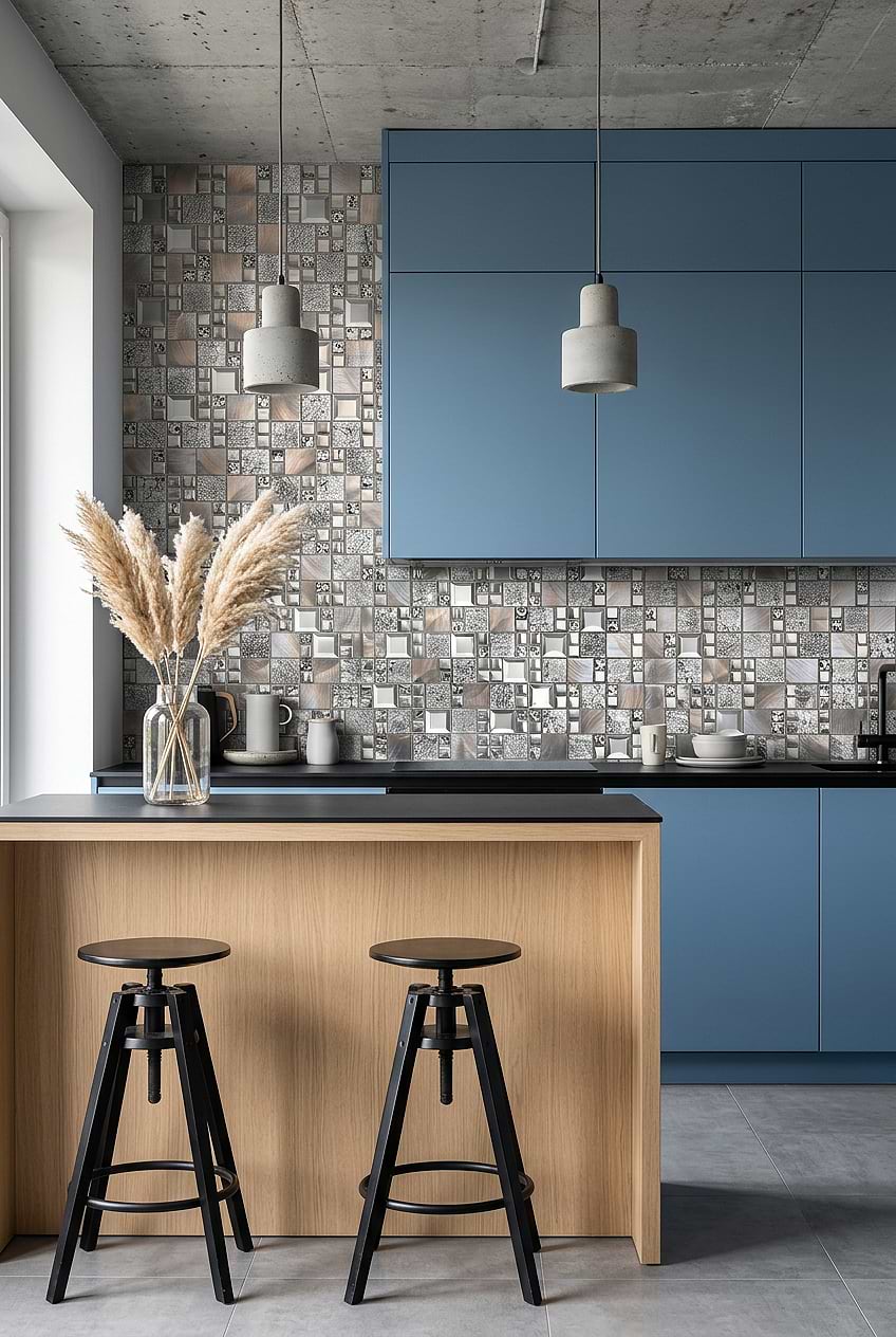 Gray Copper Glass Metal Mosaic Tile BA62010