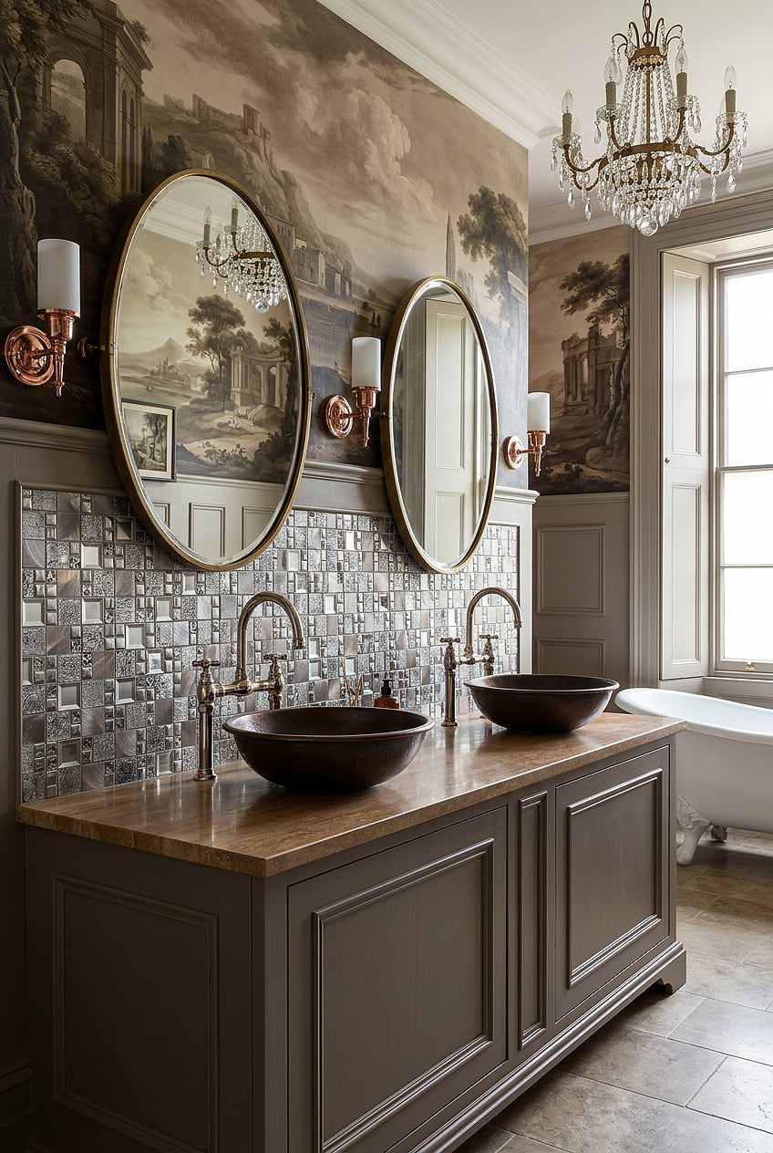 Gray Copper Mosaic Vanity Backsplash BA62010
