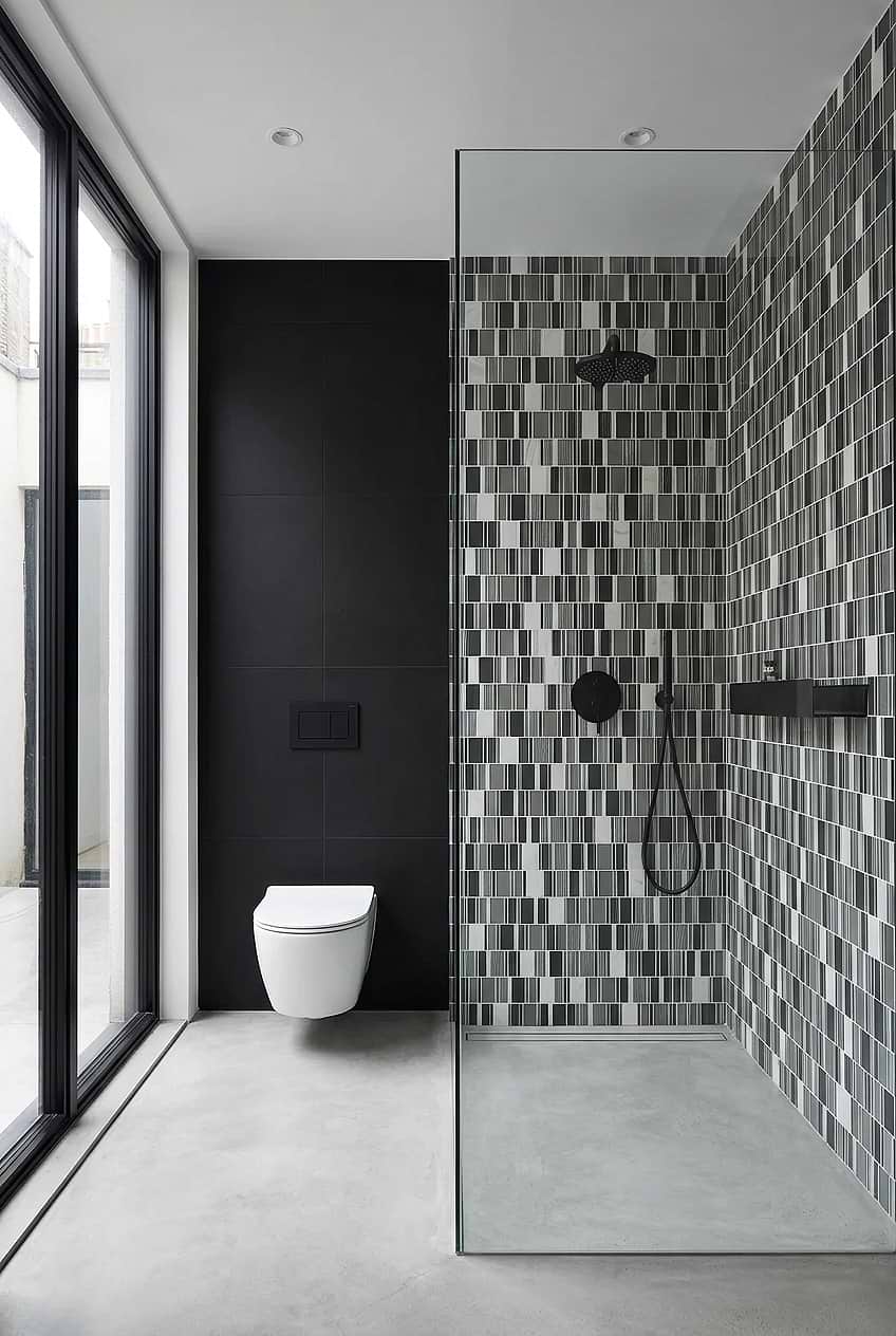 Gray Glass Marble Mosaic Shower Wall BA1191 Gray Glass Marble Mosaic Shower Wall BA1191