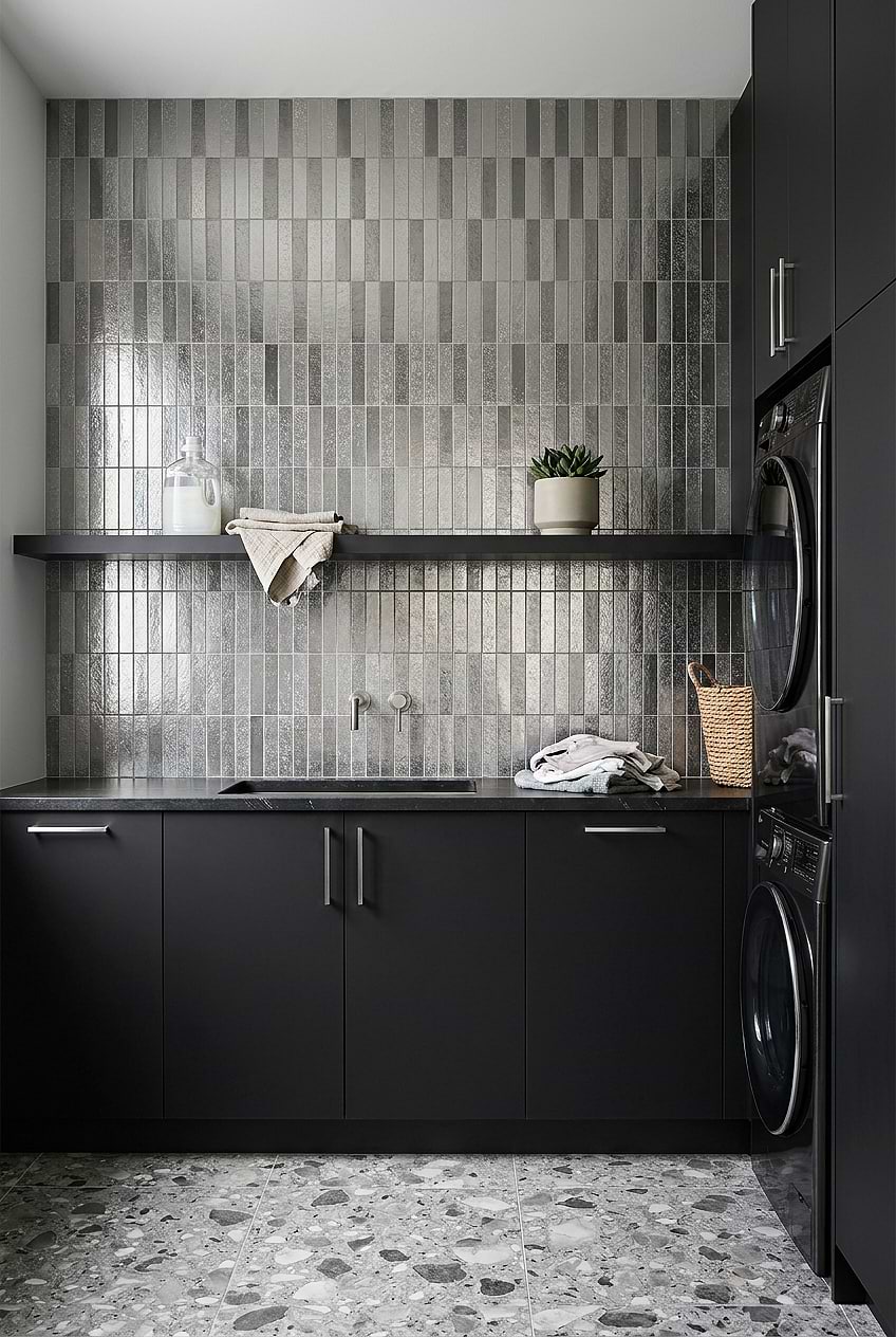 Gray Metallic Laundry Room Tile BA6205