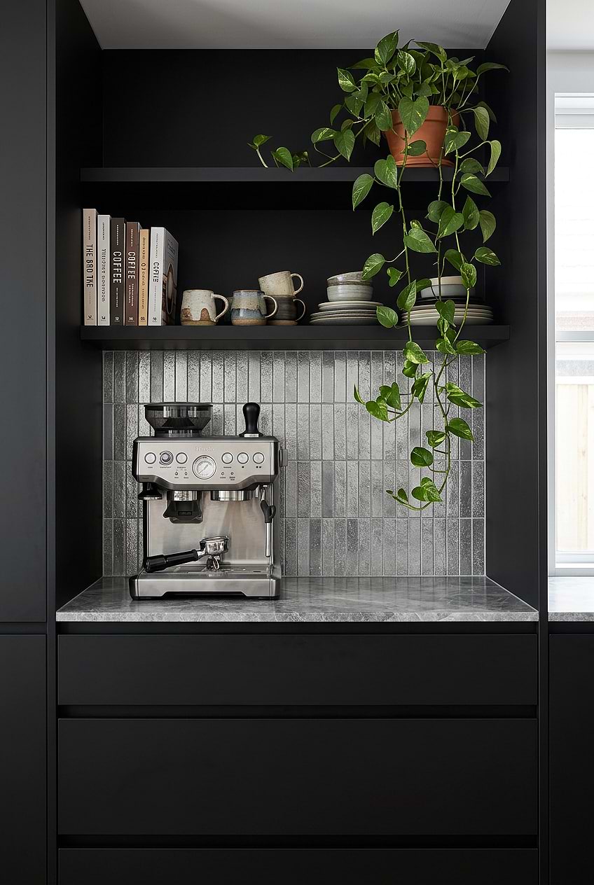 Gray Metallic Vertical Coffee Bar BA6205