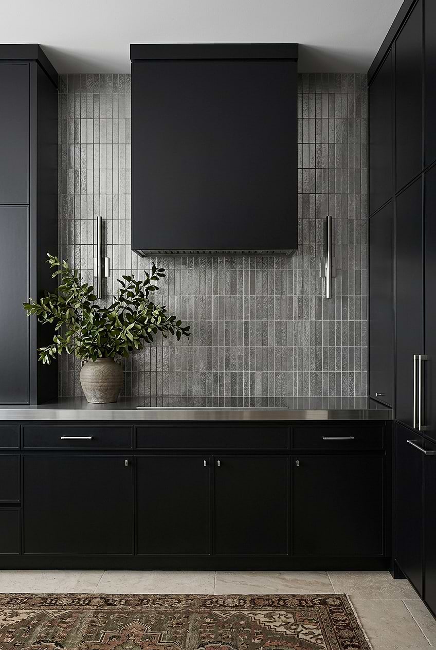 Gray Metallic Vertical Kitchen Backsplash BA6205
