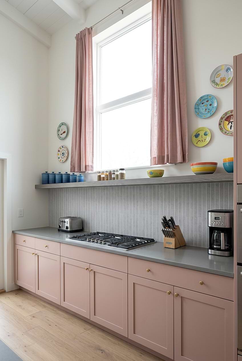 Gray Porcelain Backsplash Pink Kitchen BA4503 Gray Porcelain Backsplash Pink Kitchen BA4503