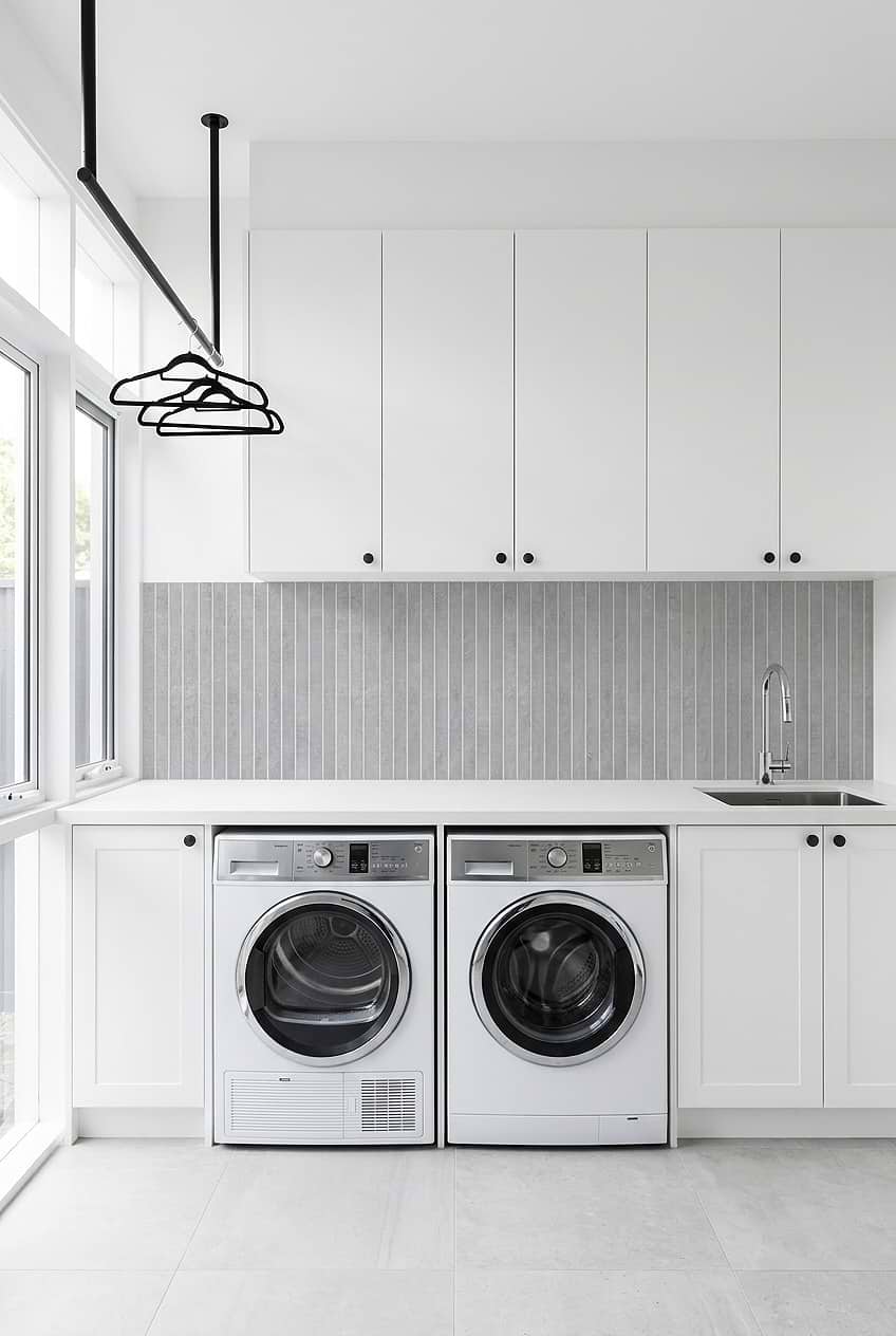 Gray Porcelain Linear Laundry Backsplash BA4503