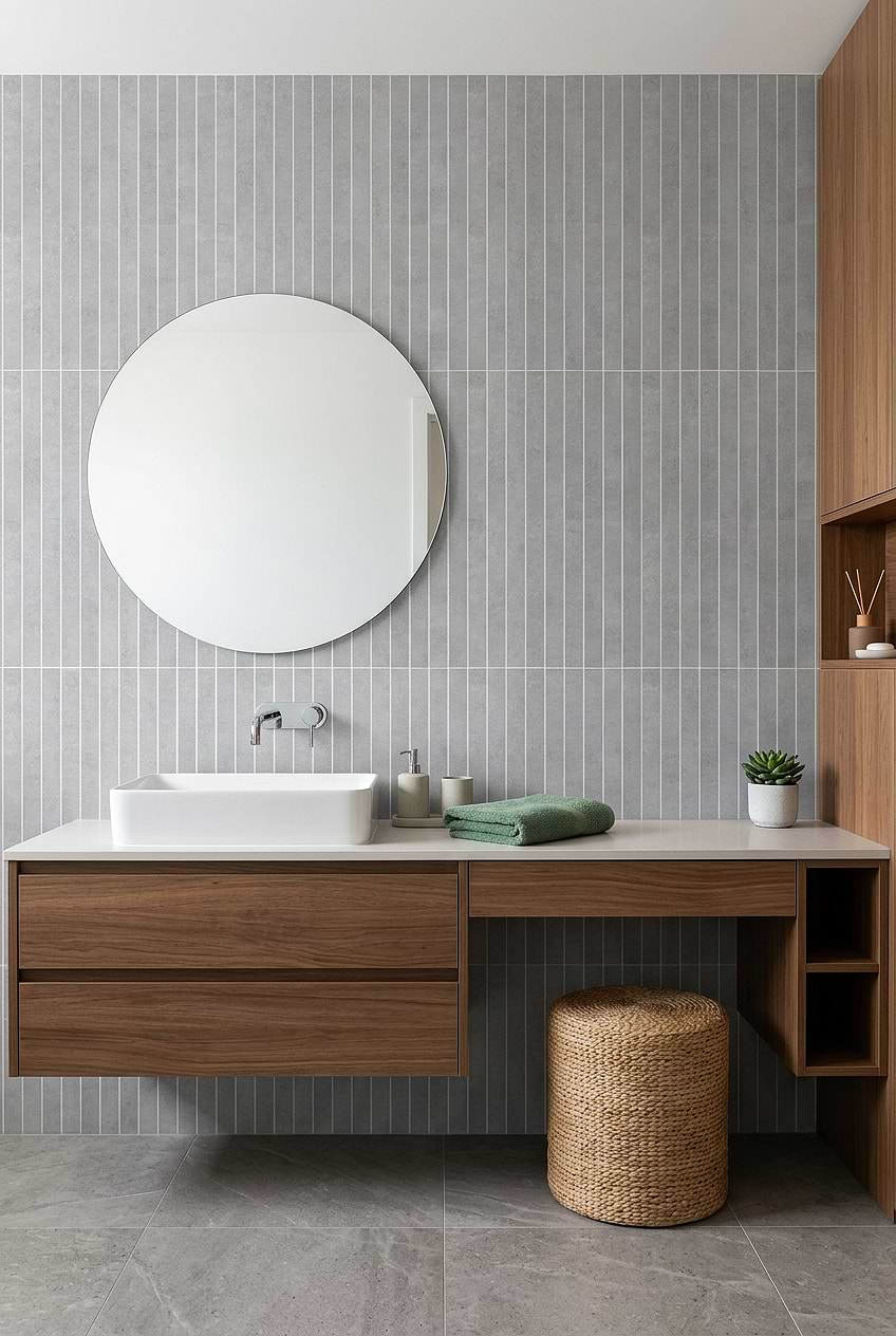 Gray Porcelain Tile Vanity Backsplash BA4503
