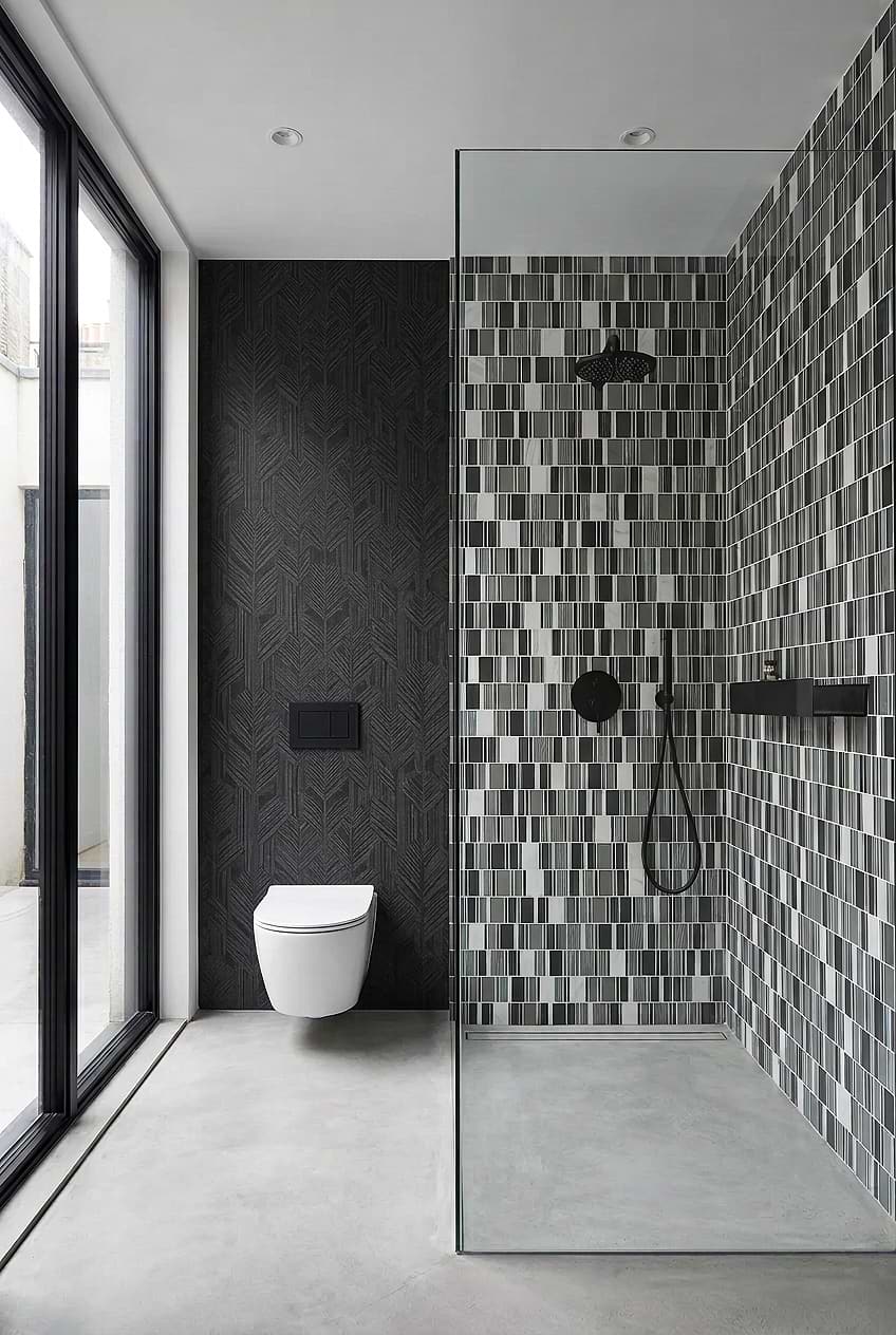 Gray Silver Glass Mosaic Shower Tile BA1191