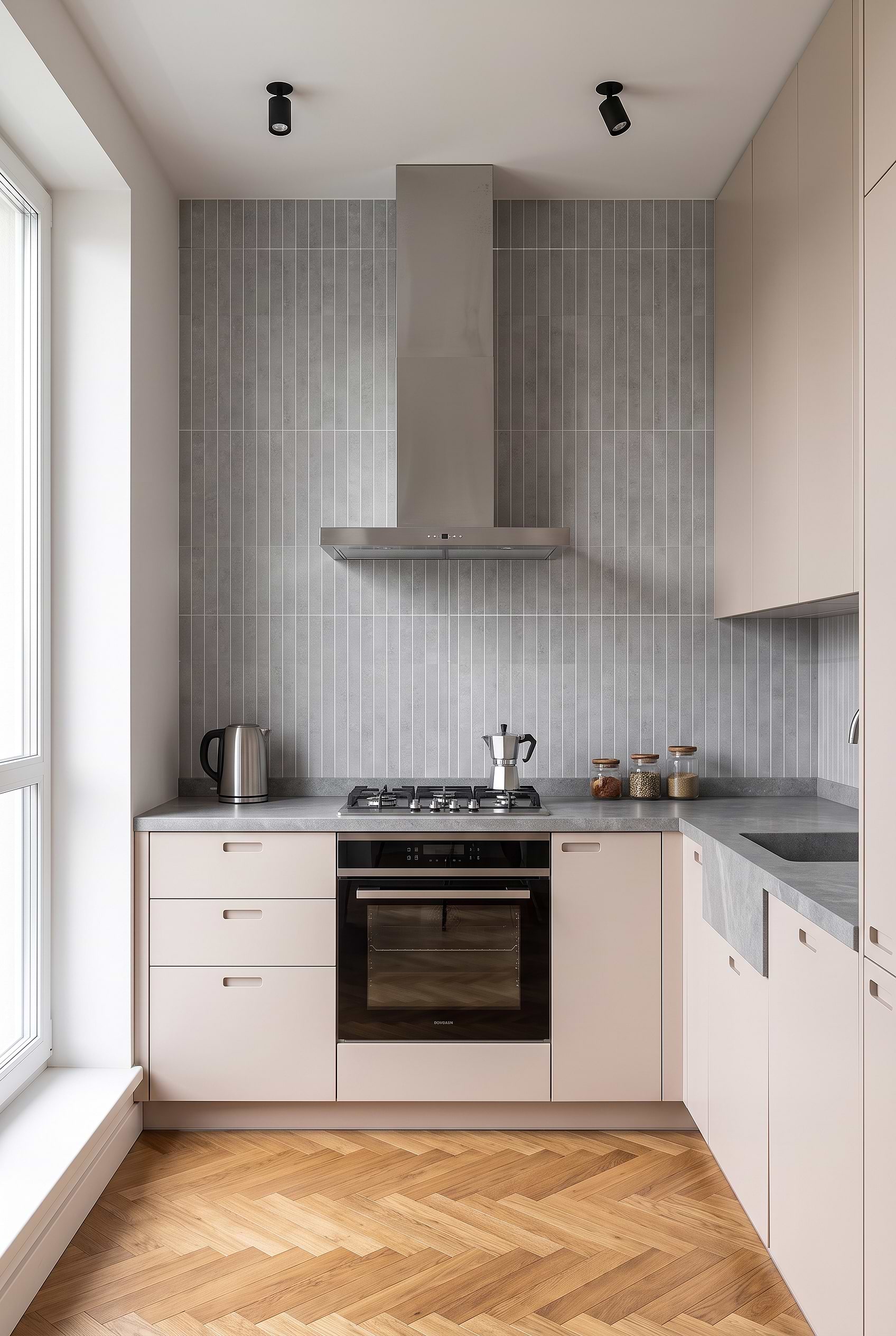 Gray Vertical Porcelain Kitchen Backsplash BA4503