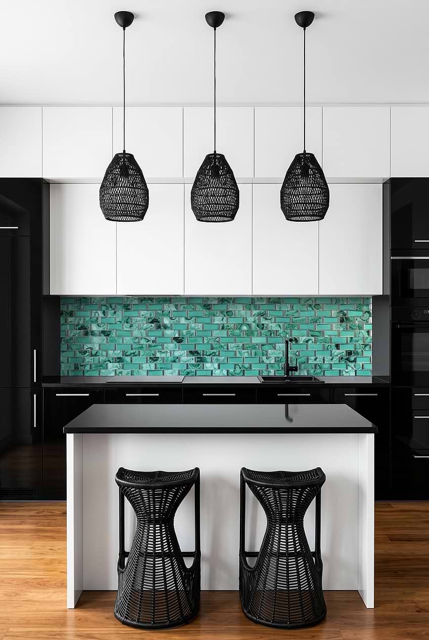 Green Beveled Glass Subway Backsplash BA8013