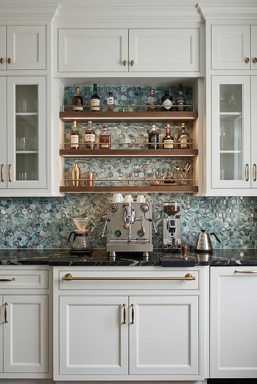 Green Glass Metal Hexagon Kitchen Backsplash BA6203 Green Glass Metal Hexagon Kitchen Backsplash BA6203