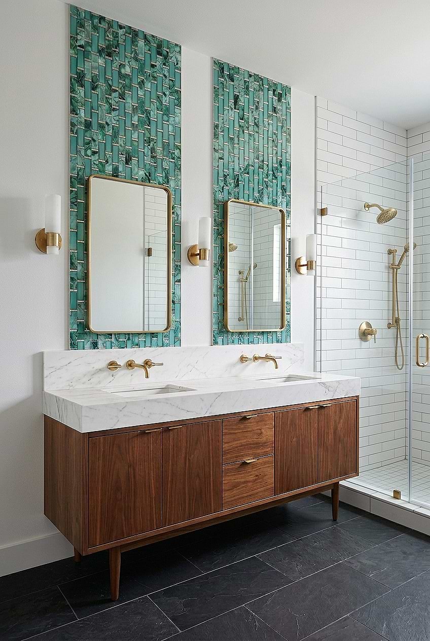 Green Glass Mosaic Vanity Accent Tile BA8013