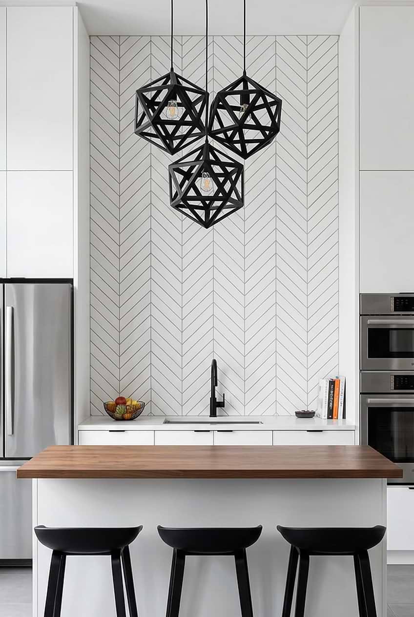 Large White Marble Chevron Backsplash BA6322