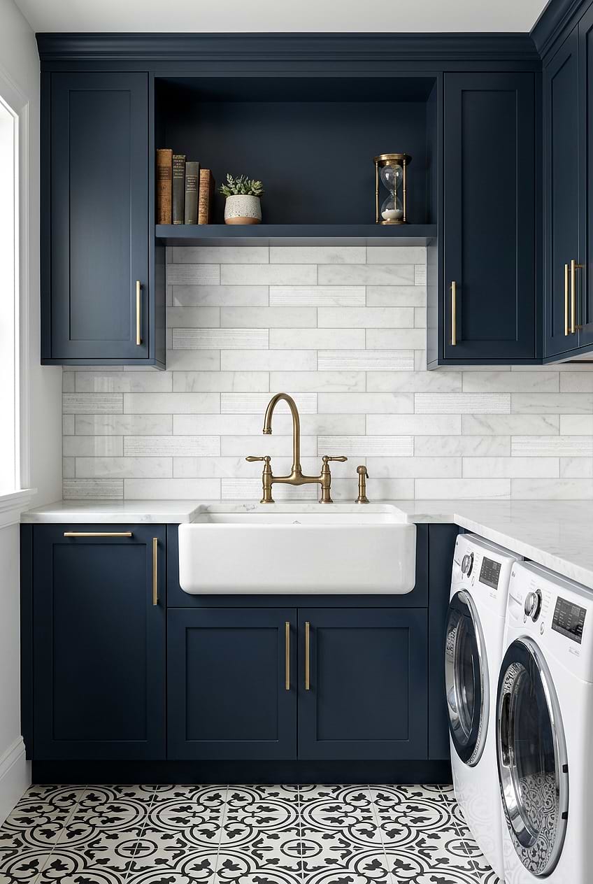Large White Marble Subway Laundry Backsplash BA8035